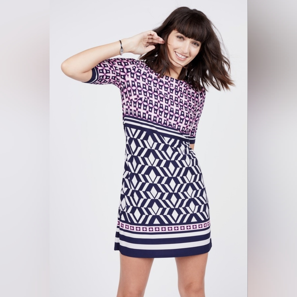 Eliza J Shift Dress Size 12 Pink Navy